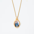 GIVELUCK 18k Plated Gold Pendant Necklace Enamel Eternal Halo Miraculous Medal for Women and Men