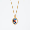 GIVELUCK 18k Plated Gold Pendant Necklace Enamel Eternal Halo St. Teresa of Calcutta Protection Necklace for Women and Men