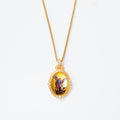 GIVELUCK 18k Plated Gold Pendant Necklace Enamel Eternal Halo St. Archangel Michael Protection Necklace for Women and Men
