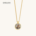 18k Plated Gold Pendant Necklace for Men and Women Cameo Embossing Catholic Medal Saint Joseph Medal Devotional Protection Medal