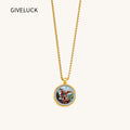 18k Plated Gold Pendant Necklace Cameo Embossing Catholic Medal Saint Michael the Archangel Protection Medal for Men and Women