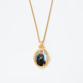 GIVELUCK 18k Plated Gold Pendant Necklace Enamel Eternal Halo Saint Peregrine Protection Necklace for Women and Men