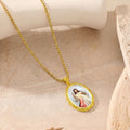 GIVELUCK Divine Mercy Jesus Christ Necklace for Men & Women, 18K Gold Plated Mother of Pearl Divine Mercy Jesus Christ Pendant with Zircon, Catholic Protection Jewelry Gift