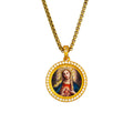 GIVELUCK 18k Plated Gold Catholic Zircon Pendant Necklace Cameo Embossing Mary-the-Blessed-Virgin Miraculous Medal