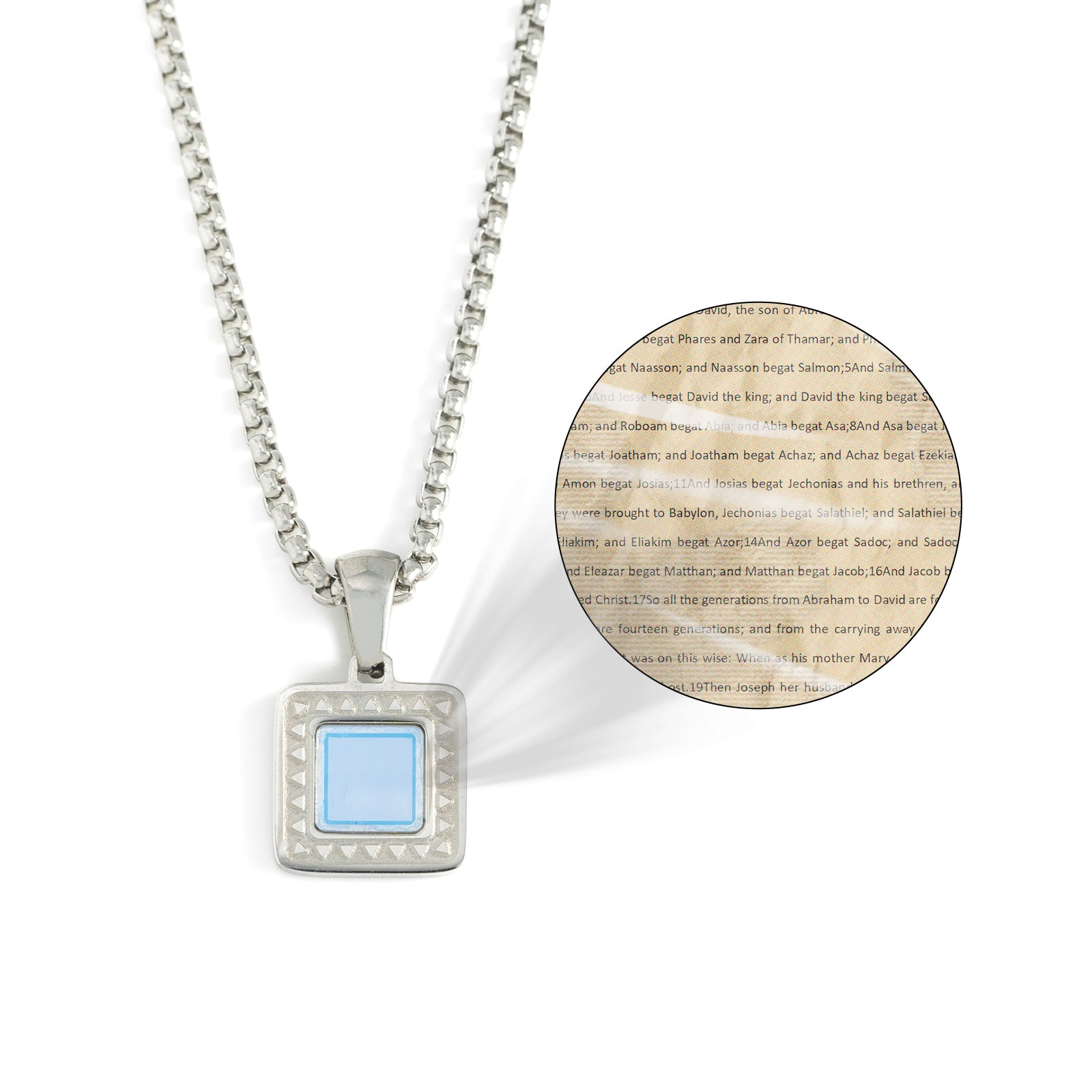 GIVELUCK 18K Gold Plated Nano Bible Necklace – Elegant Square Pendant Featuring the Entire New Testament Engraved with Advanced Nano Technology, A Unique and Meaningful Religious Gift for Men & Women (18K Gold Plated)