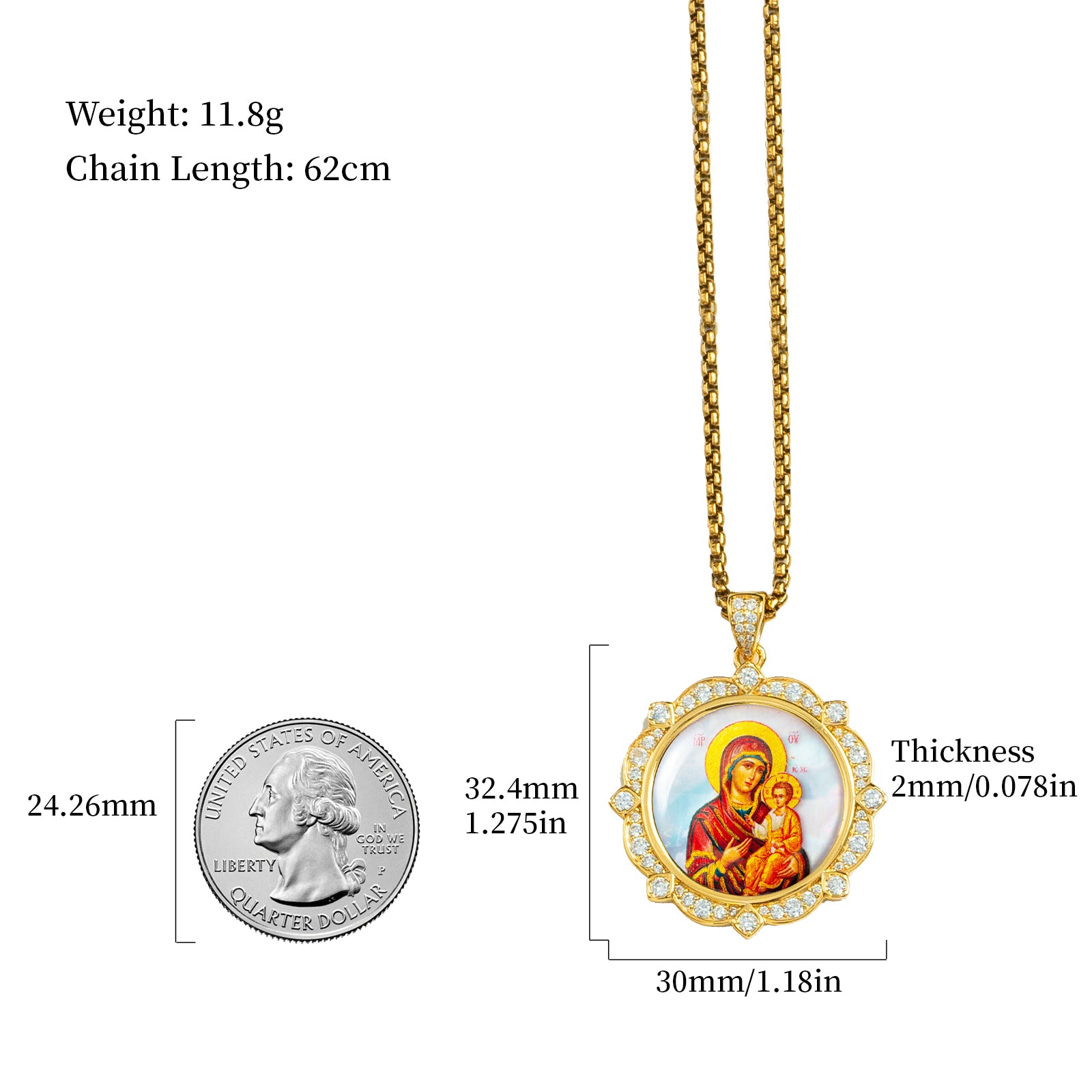 Theotokos of Kazan Mother of Pearl Oval Pendant Necklace, Orthodox Christian Icon Jewelry