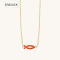 18K Gold-Plated Free Soul Ichthys Necklace,Religious Spiritual Jewelry for Men Women,Catholic Gifts
