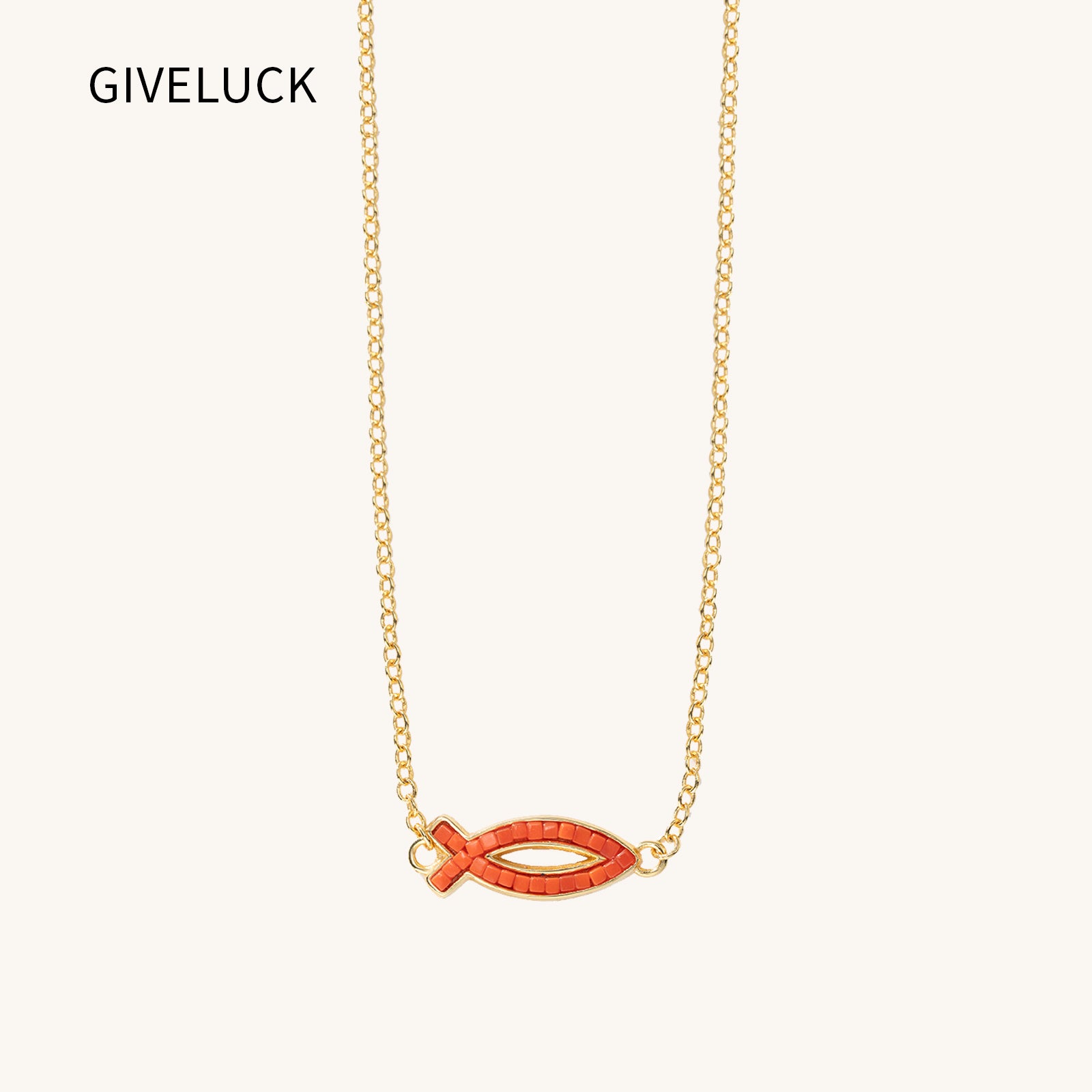 18K Gold-Plated Free Soul Ichthys Necklace,Religious Spiritual Jewelry for Men Women,Catholic Gifts