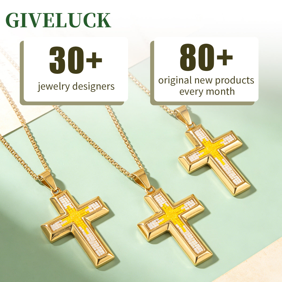 18K Gold-Plated Mosaic Cross Archi Cross Necklace,Religious Spiritual Jewelry for Men Women,Catholic Gifts