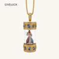 Divine Mercy Jesus Necklace, 18K Gold Plated Hand Painted Icon Pendant, Catholic Jewelry