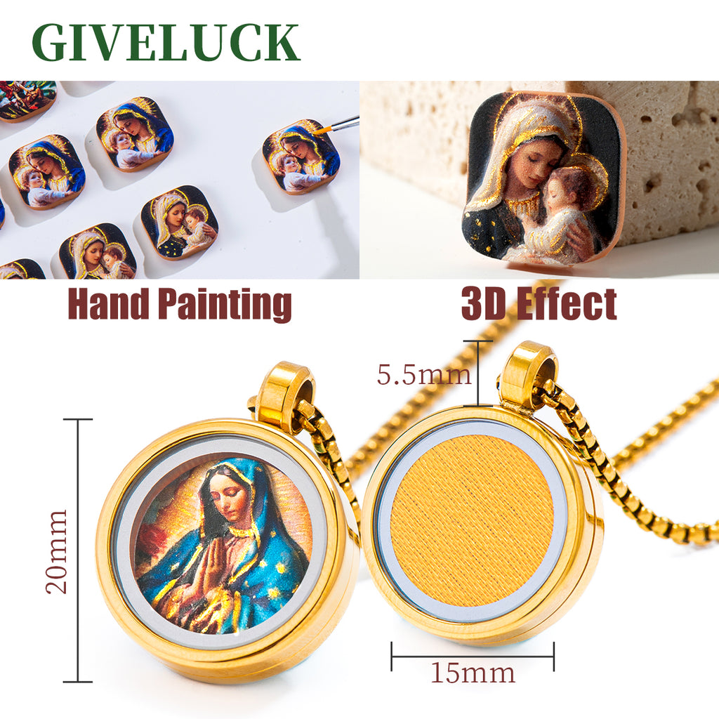 GIVELUCK 18k Plated Gold Catholic St. Benedict Devotional Medal Cameo Embossing Pendant Necklace