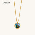 GIVELUCK 18k Plated Gold Pendant Necklace Cameo Embossing Saint Patrick Devotional Medal for Men and Women