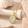 Sacred Heart Jesus Mother of Pearl Cameo Necklace, 18K Gold Plated Catholic Jewelry