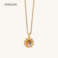18k Plated Gold Pendant Necklace Enamel Eternal Grace Jesus Christ Devotional Medal for Men and Women