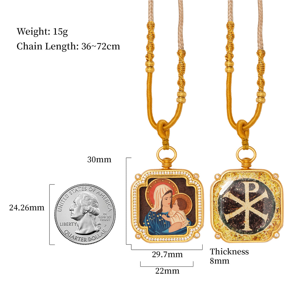 18k Plated Gold Zircon Pendant Necklace Cameo Embossing Catholic Medal Saint-Francis-of-Assisi Devotional Medal Protection Medal