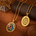 GIVELUCK 18K Gold Plated Our Lady of Guadalupe Necklace for Women, Authentic Vitreous Enamel Virgin Mary Pendant, Catholic Protection Jewelry Gift