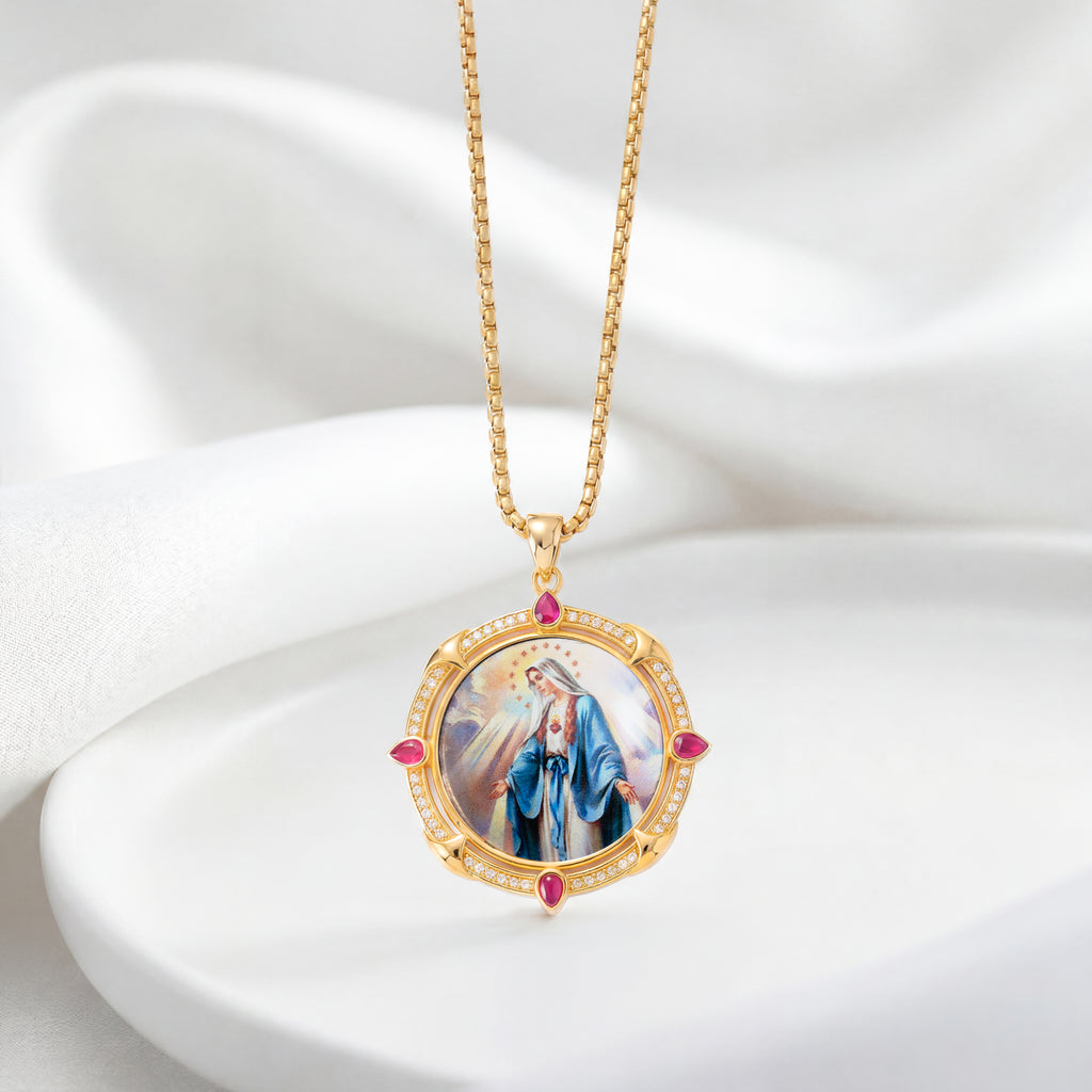 Virgin Mary Pendant,Miraculous Medal Necklace,Virgen de Guadalupe Necklace,304l Stainless Steel Virgin Mary Necklaces,Catholic Gifts
