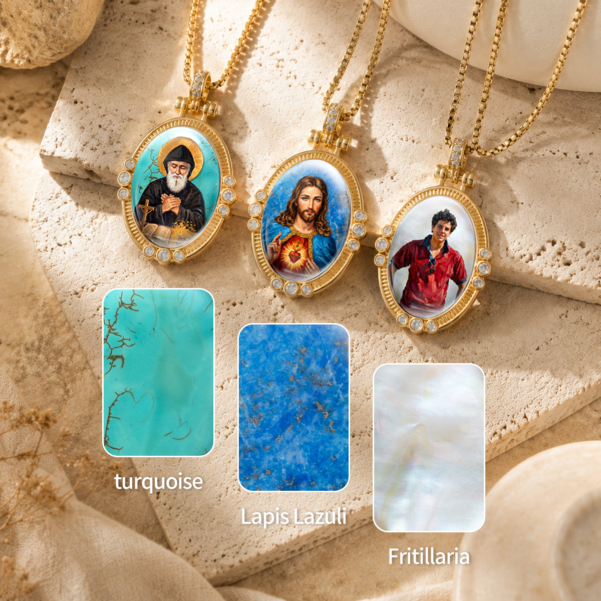 GIVELUCK St. Christopher Necklace for Men & Women, 18K Gold Plated Mother of Pearl Saint Christopher Pendant with Zircon, Catholic Protection Jewelry Gift