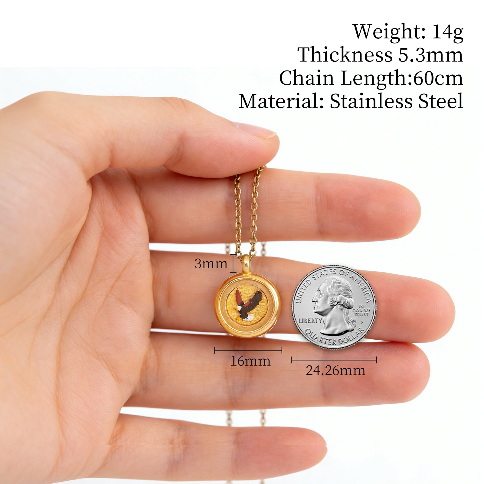 GIVELUCK Charms 18K Gold Plated , Handpainting Cameo Necklace, Eagle Necklace, Happy Birthday Charm Fit for Valentine's Day Mother's Day Jewelry Gift for Men and Women