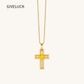 18K Gold-Plated Mosaic Cross Archi Cross Necklace,Religious Spiritual Jewelry for Men Women,Catholic Gifts