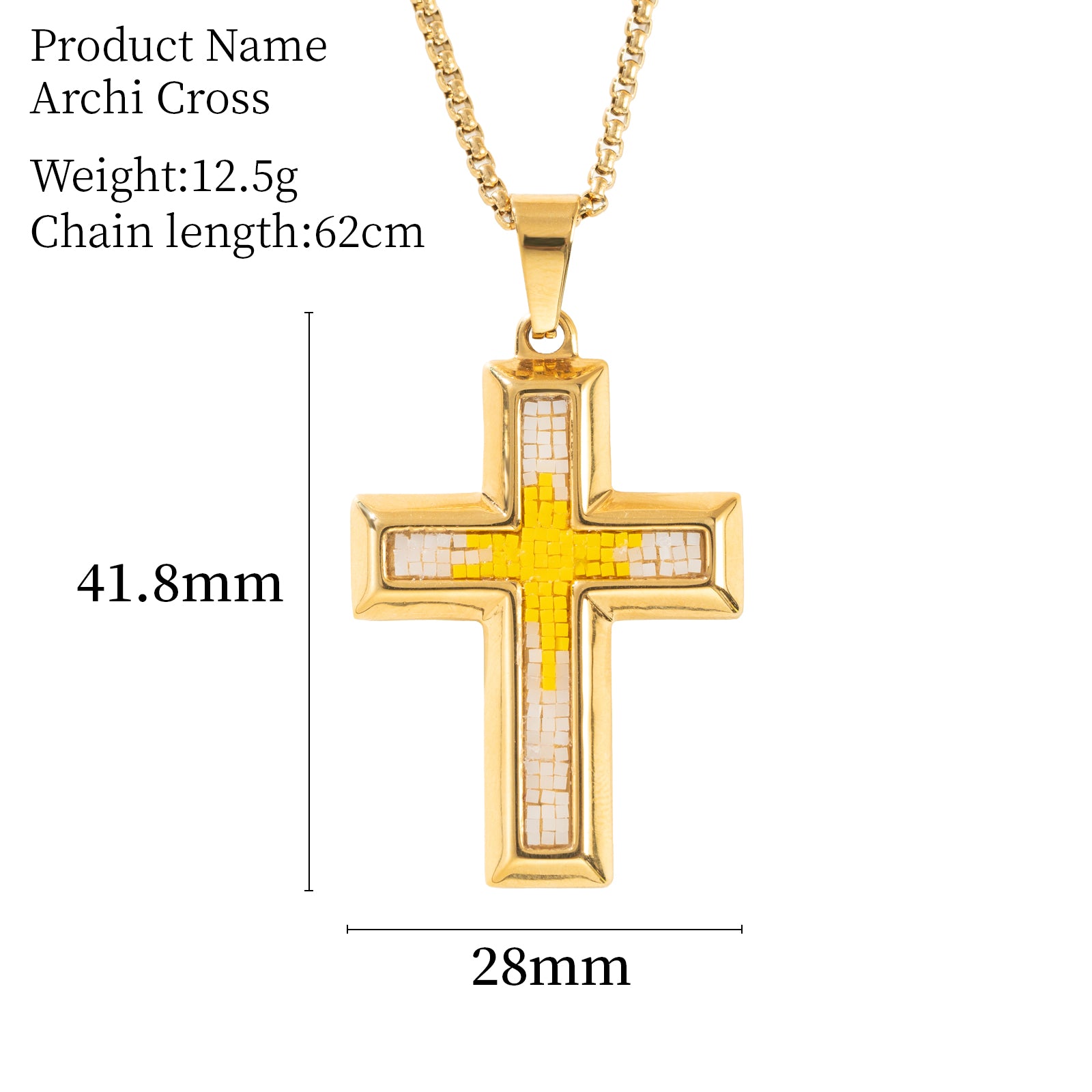 18K Gold-Plated Mosaic Cross Archi Cross Necklace,Religious Spiritual Jewelry for Men Women,Catholic Gifts