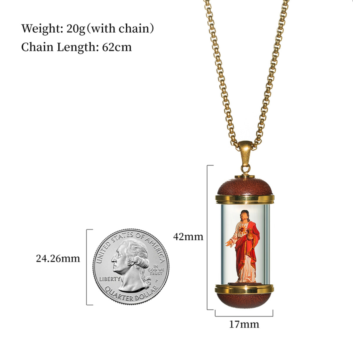 GIVELUCK 18K Gold Plated Saint Miniature Necklace, Archangel Michael Devotional Medal , Hand‑Painted Sacred Art Faith Jewelry for Men and Women