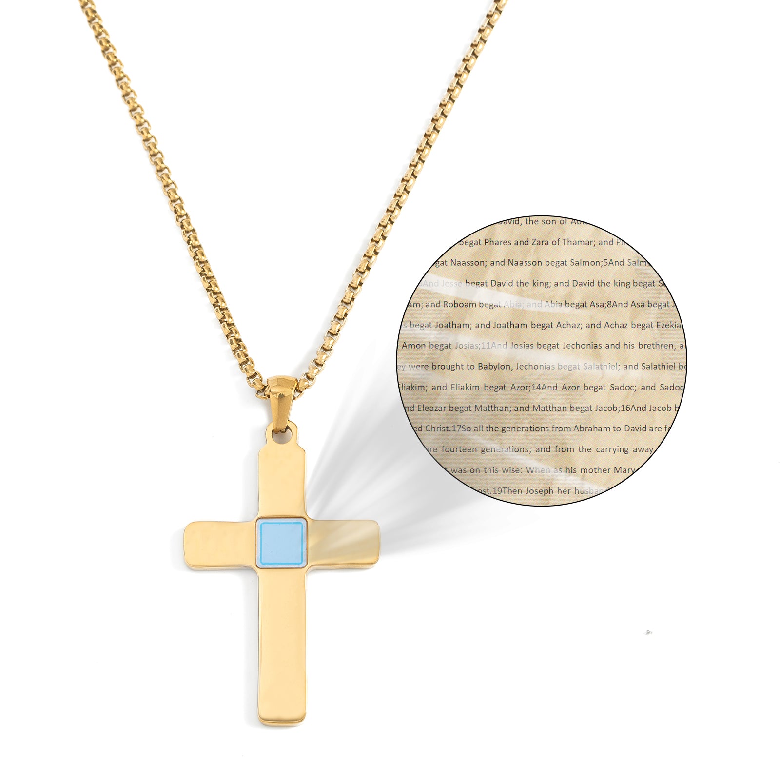 GIVELUCK 18K Gold Plated Nano Bible Necklace – Elegant Cross Pendant Featuring the Entire New Testament Engraved with Advanced Nano Technology, A Unique and Meaningful Religious Gift for Men & Women