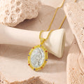 Miraculous Medal Necklace, 18K Gold Plated Virgin Mary Cameo Pendant