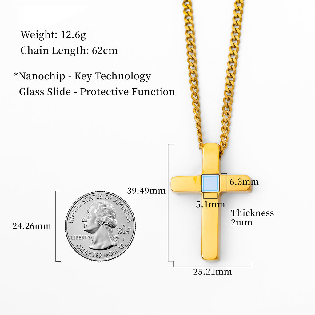 GIVELUCK 18K Gold Plated Nano Bible Necklace – Elegant Cross Pendant Featuring the Entire New Testament Engraved with Advanced Nano Technology, A Unique and Meaningful Religious Gift for Men & Women