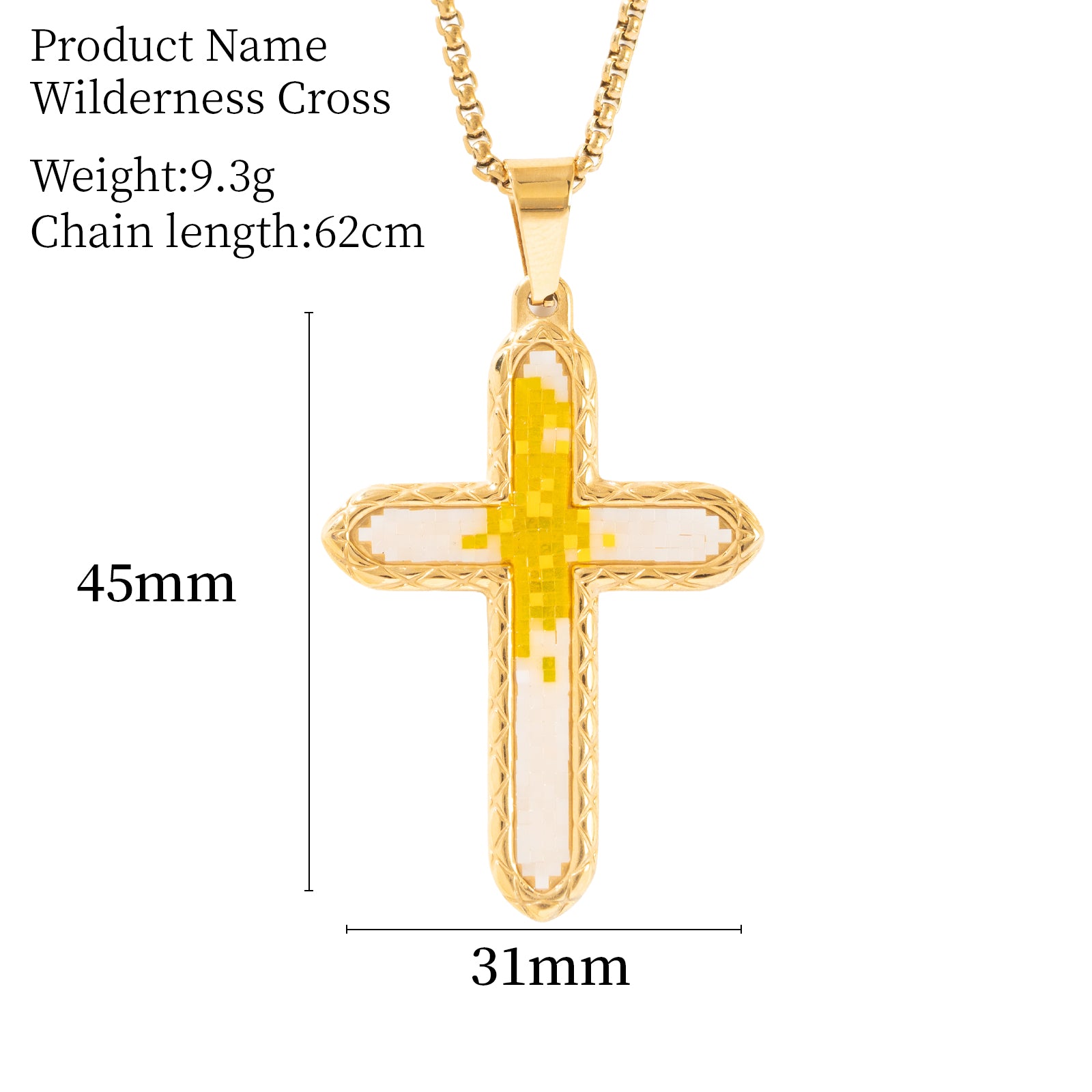 18K Gold-Plated Mosaic Cross Wilderness Cross Necklace,Religious Spiritual Jewelry for Men Women,Catholic Gifts