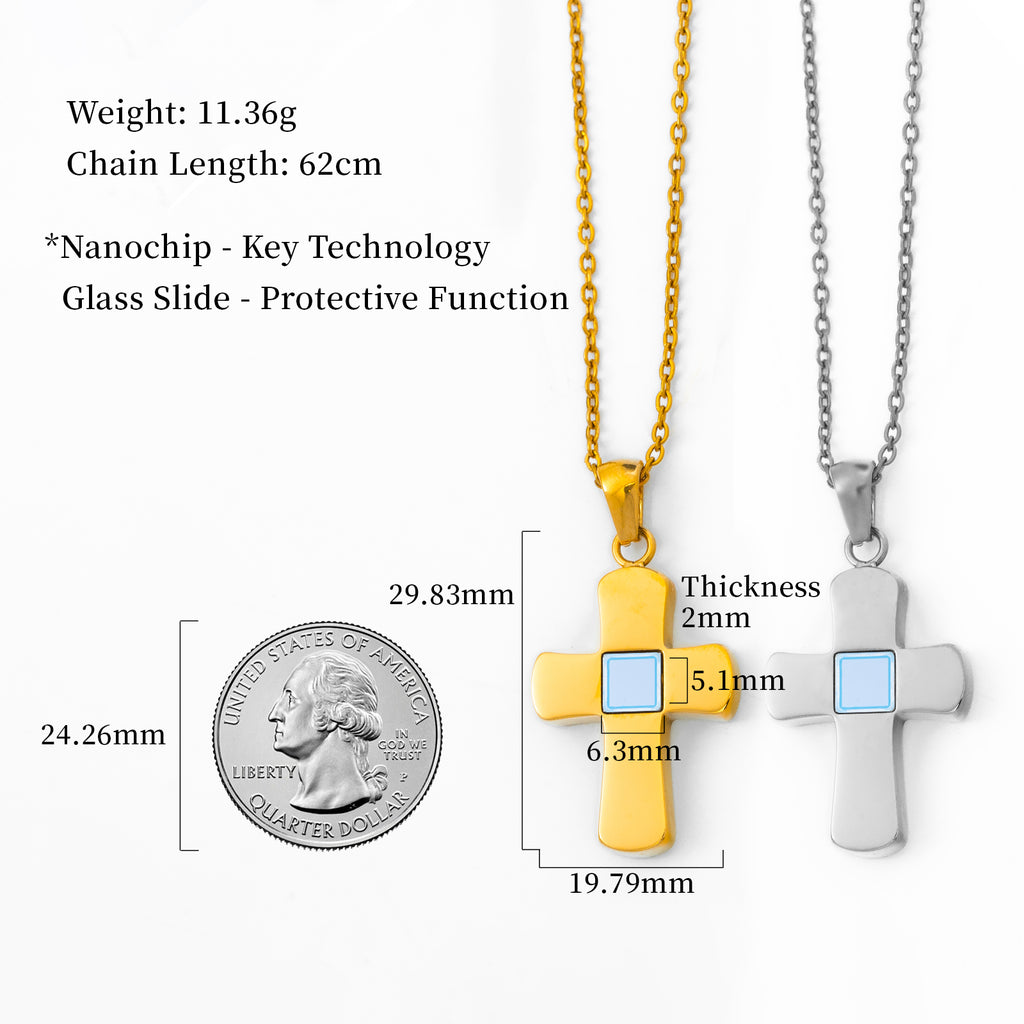 GIVELUCK 18K Gold Plated Nano Bible Necklace – Elegant Little Cross Pendant Featuring the Entire New Testament Engraved with Advanced Nano Technology, A Unique and Meaningful Religious Gift for Men & Women