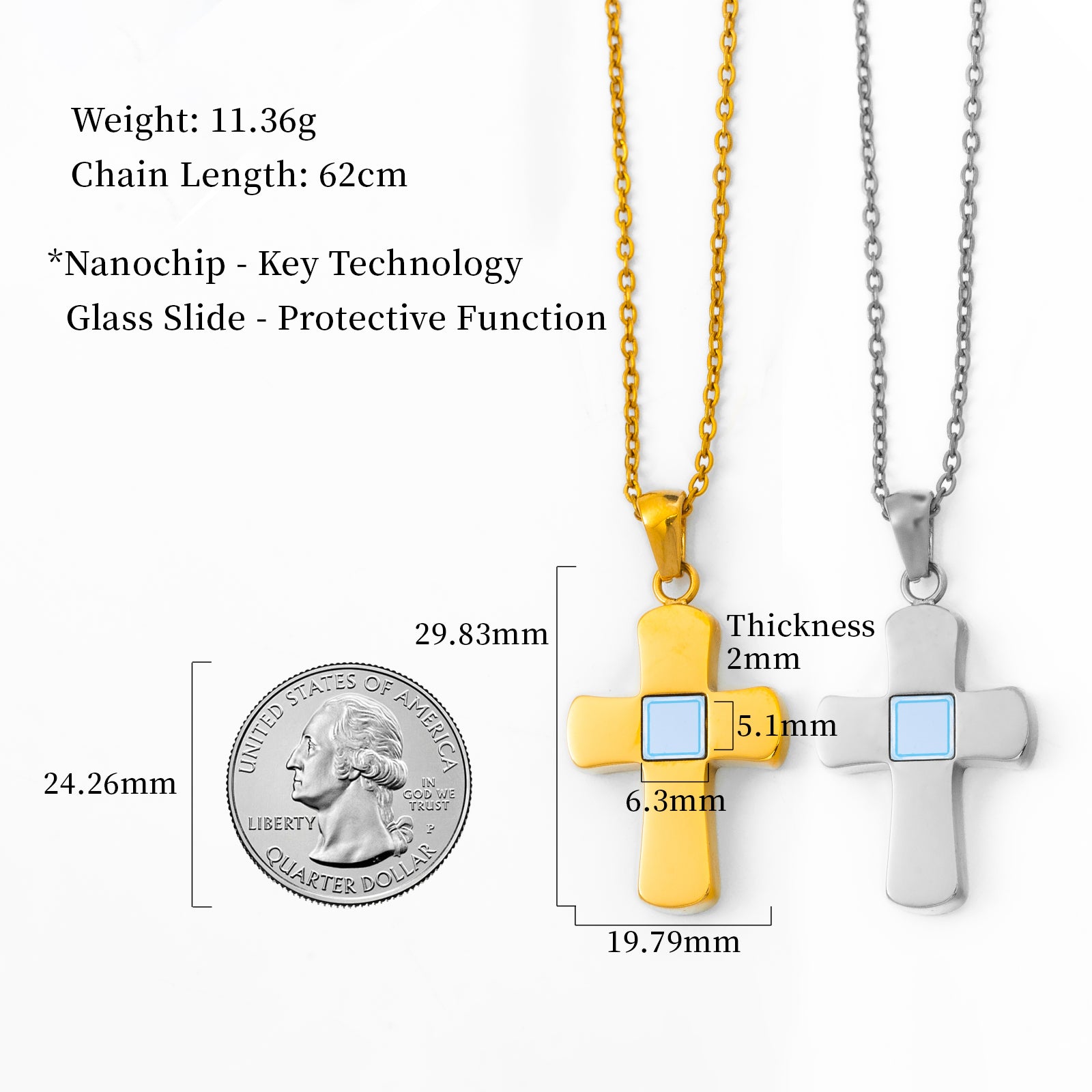 GIVELUCK 18K Gold Plated Nano Bible Necklace – Elegant Little Cross Pendant Featuring the Entire New Testament Engraved with Advanced Nano Technology, A Unique and Meaningful Religious Gift for Men & Women