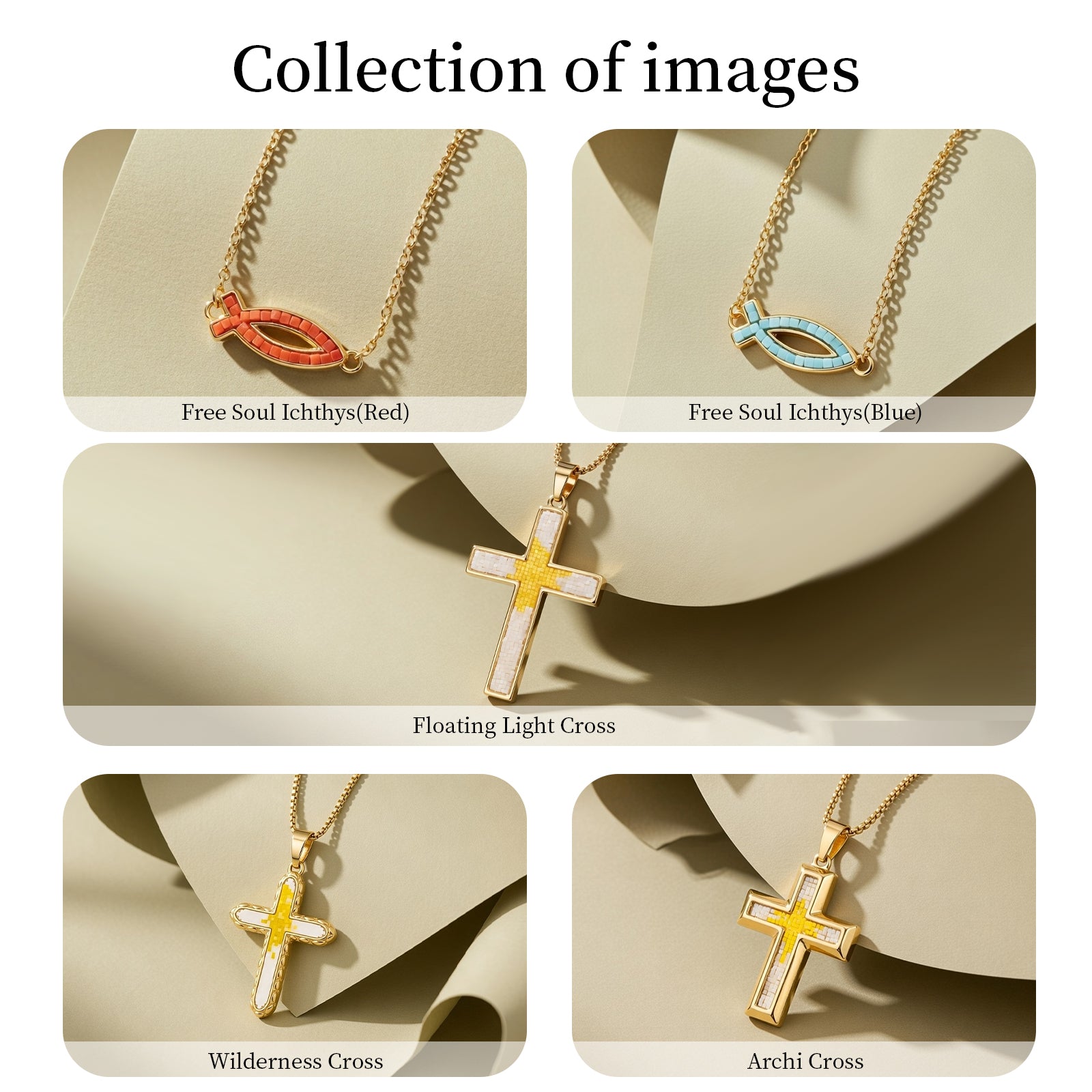 18K Gold-Plated Mosaic Cross Archi Cross Necklace,Religious Spiritual Jewelry for Men Women,Catholic Gifts