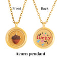 GIVELUCK Charms 18K Gold Plated , Handpainting Cameo Necklace, Acorn Necklace, Happy Birthday Charm Fit for Valentine's Day Mother's Day Jewelry Gift for Men and Women