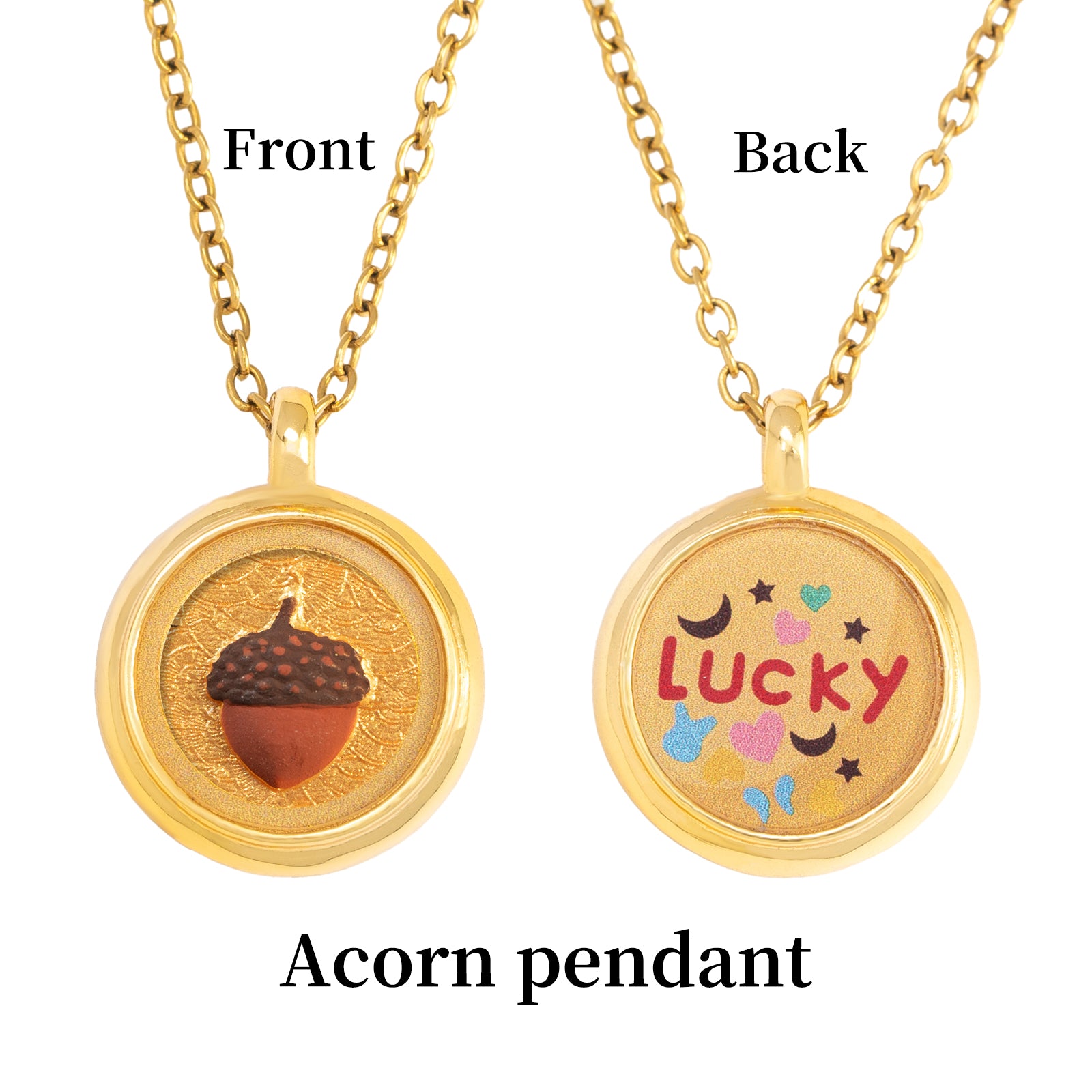 GIVELUCK Charms 18K Gold Plated , Handpainting Cameo Necklace, Acorn Necklace, Happy Birthday Charm Fit for Valentine's Day Mother's Day Jewelry Gift for Men and Women