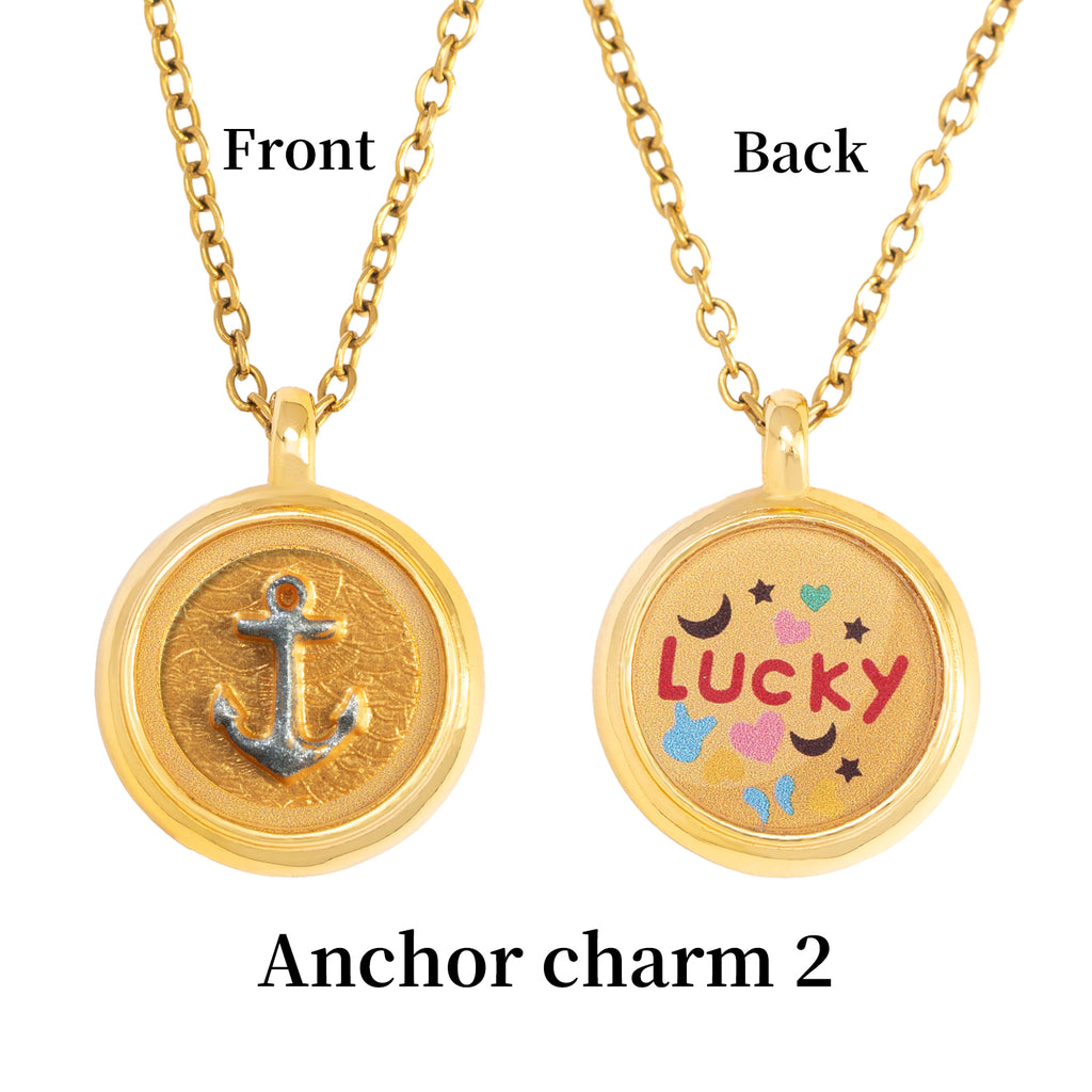 GIVELUCK Charms 18K Gold Plated , Handpainting Cameo Necklace, Anchor Necklace, Happy Birthday Charm Fit for Valentine's Day Mother's Day Jewelry Gift for Men and Women