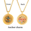 GIVELUCK Charms 18K Gold Plated , Handpainting Cameo Necklace, Anchor Charms, Happy Birthday Charm Fit for Valentine's Day Mother's Day Jewelry Gift for Men and Women