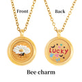 GIVELUCK Charms 18K Gold Plated , Handpainting Cameo Necklace, Bee Necklace, Happy Birthday Charm Fit for Valentine's Day Mother's Day Jewelry Gift for Men and Women