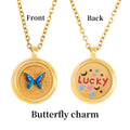 GIVELUCK Charms 18K Gold Plated , Handpainting Cameo Necklace, Butterfly Necklace, Happy Birthday Charm Fit for Valentine's Day Mother's Day Jewelry Gift for Men and Women