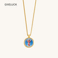 GIVELUCK 18k Plated Gold Pendant Necklace Cameo Embossing Catholic Medal Divino-Niño-Jesús Jesus Christ Devotional Medal for Men and Women