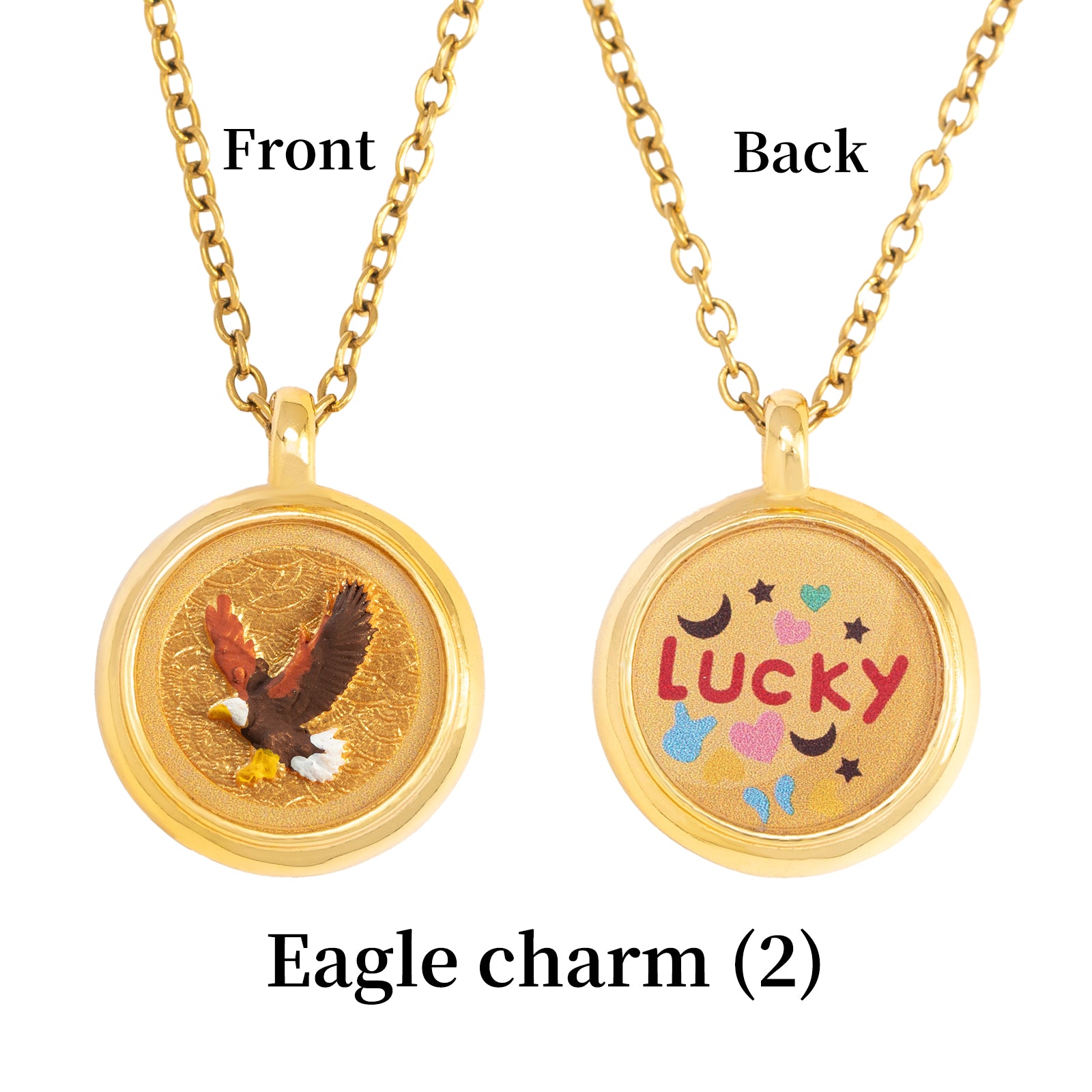 GIVELUCK Charms 18K Gold Plated , Handpainting Cameo Necklace, Eagle Necklace, Happy Birthday Charm Fit for Valentine's Day Mother's Day Jewelry Gift for Men and Women