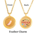 GIVELUCK Charms 18K Gold Plated , Handpainting Cameo Necklace, Feather Necklace, Happy Birthday Charm Fit for Valentine's Day Mother's Day Jewelry Gift for Men and Women
