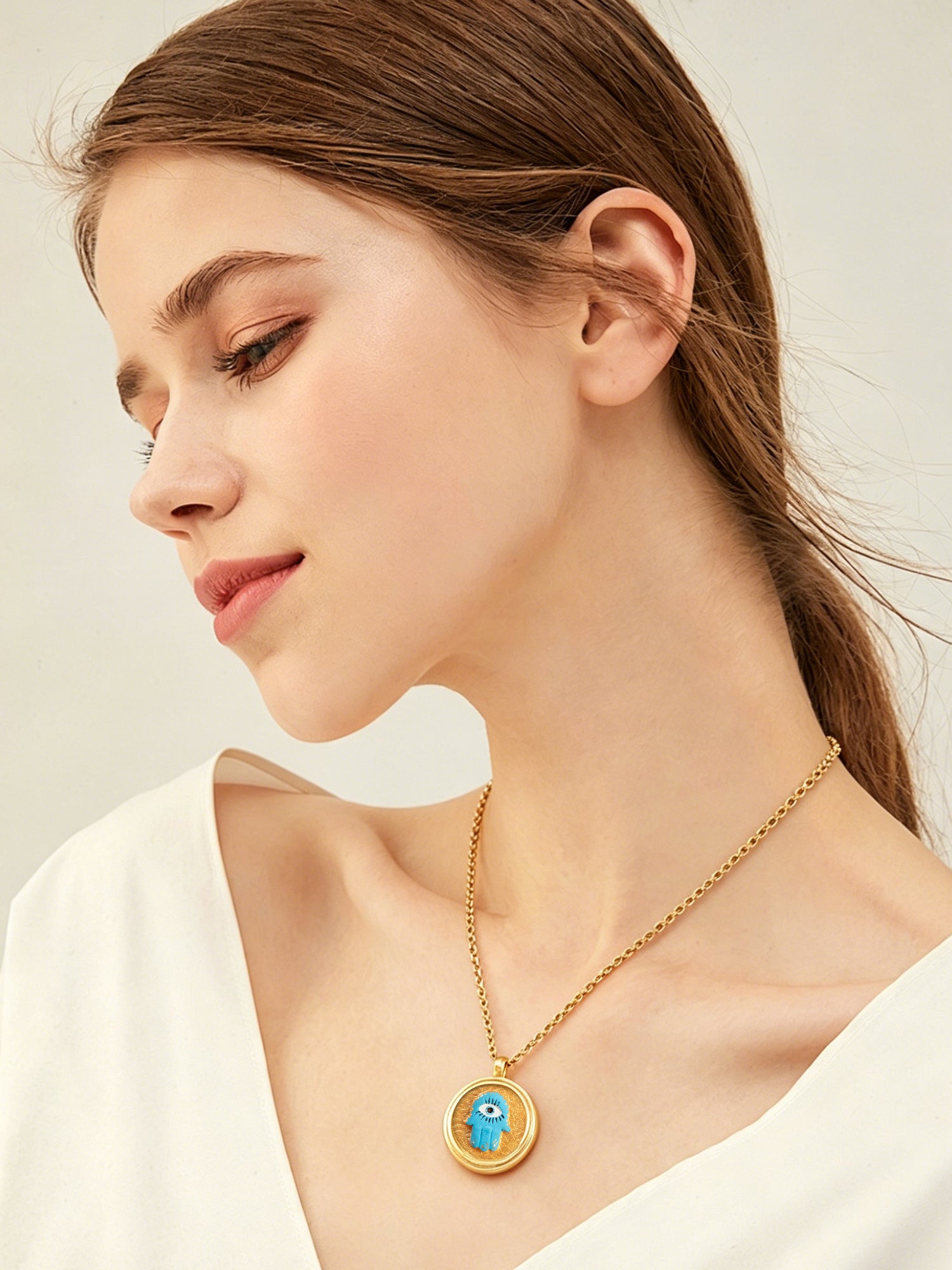 GIVELUCK Charms 18K Gold Plated , Handpainting Cameo Necklace, Eagle Necklace, Happy Birthday Charm Fit for Valentine's Day Mother's Day Jewelry Gift for Men and Women