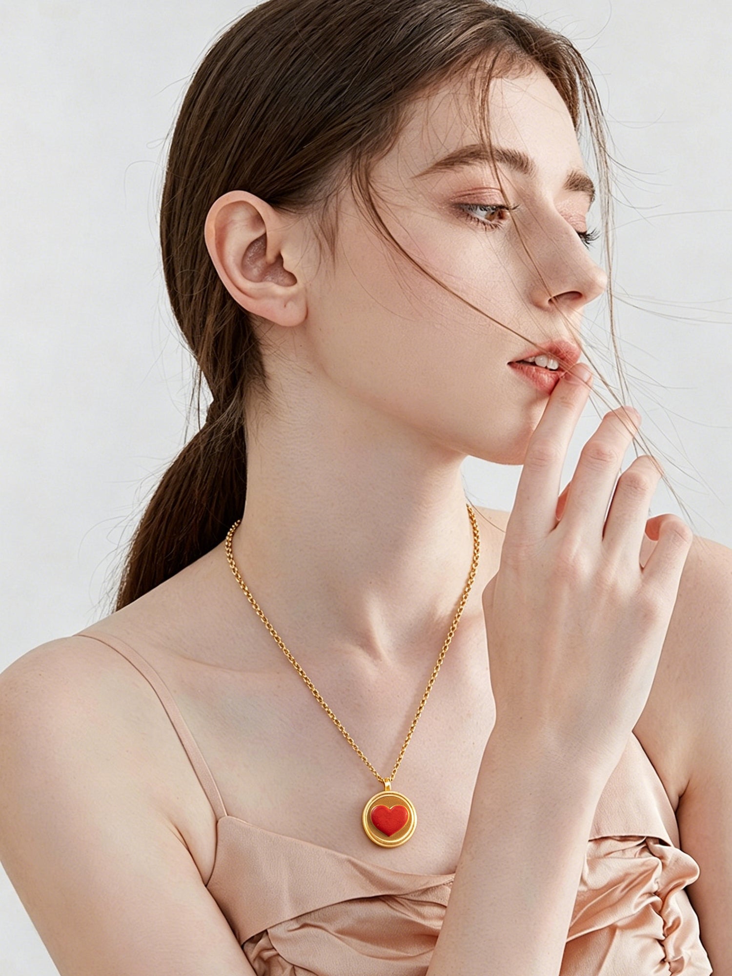 GIVELUCK Charms 18K Gold Plated , Handpainting Cameo Necklace, Heart pendant Necklace, Happy Birthday Charm Fit for Valentine's Day Mother's Day Jewelry Gift for Men and Women