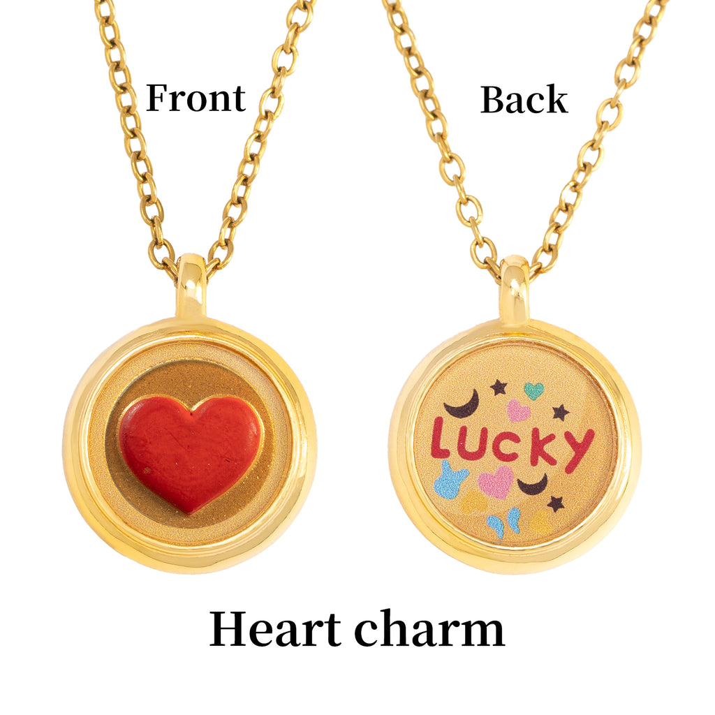 GIVELUCK Charms 18K Gold Plated , Handpainting Cameo Necklace, Heart pendant Necklace, Happy Birthday Charm Fit for Valentine's Day Mother's Day Jewelry Gift for Men and Women