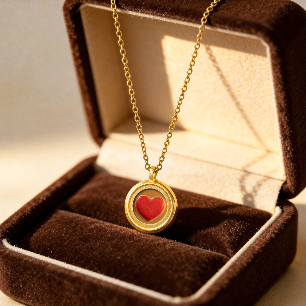 GIVELUCK Charms 18K Gold Plated , Handpainting Cameo Necklace, Heart pendant Necklace, Happy Birthday Charm Fit for Valentine's Day Mother's Day Jewelry Gift for Men and Women