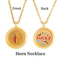 GIVELUCK Charms 18K Gold Plated , Handpainting Cameo Necklace, Italian Horn Necklace, Happy Birthday Charm Fit for Valentine's Day Mother's Day Jewelry Gift for Men and Women