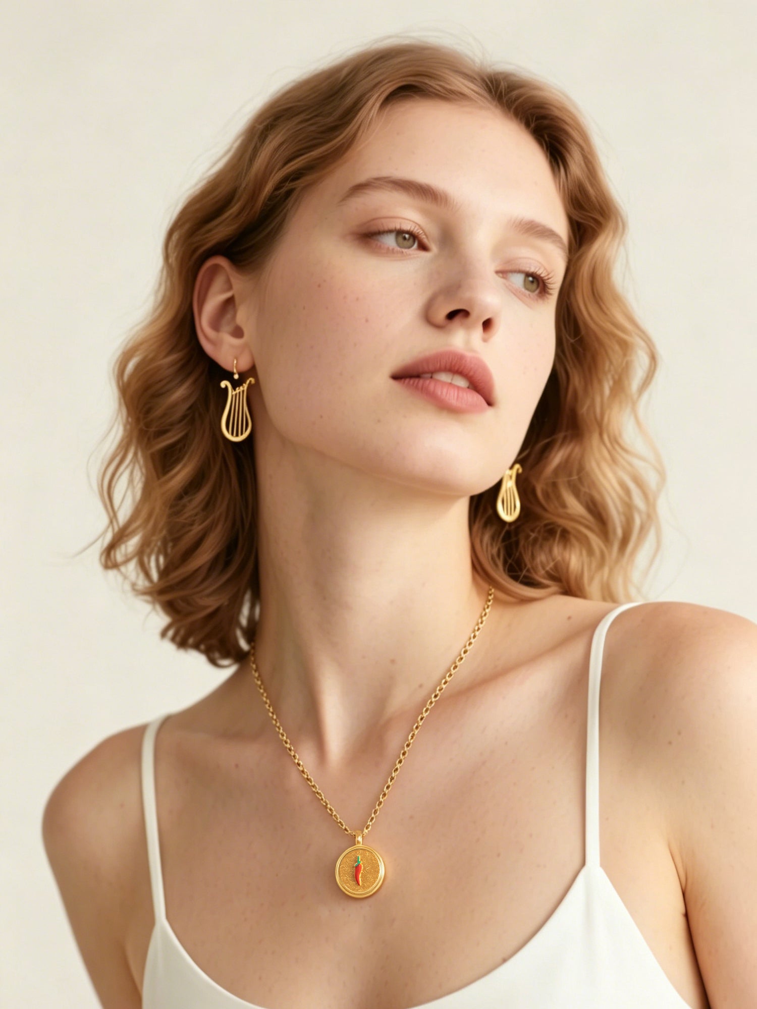 GIVELUCK Charms 18K Gold Plated , Handpainting Cameo Necklace, Italian Horn Necklace, Happy Birthday Charm Fit for Valentine's Day Mother's Day Jewelry Gift for Men and Women