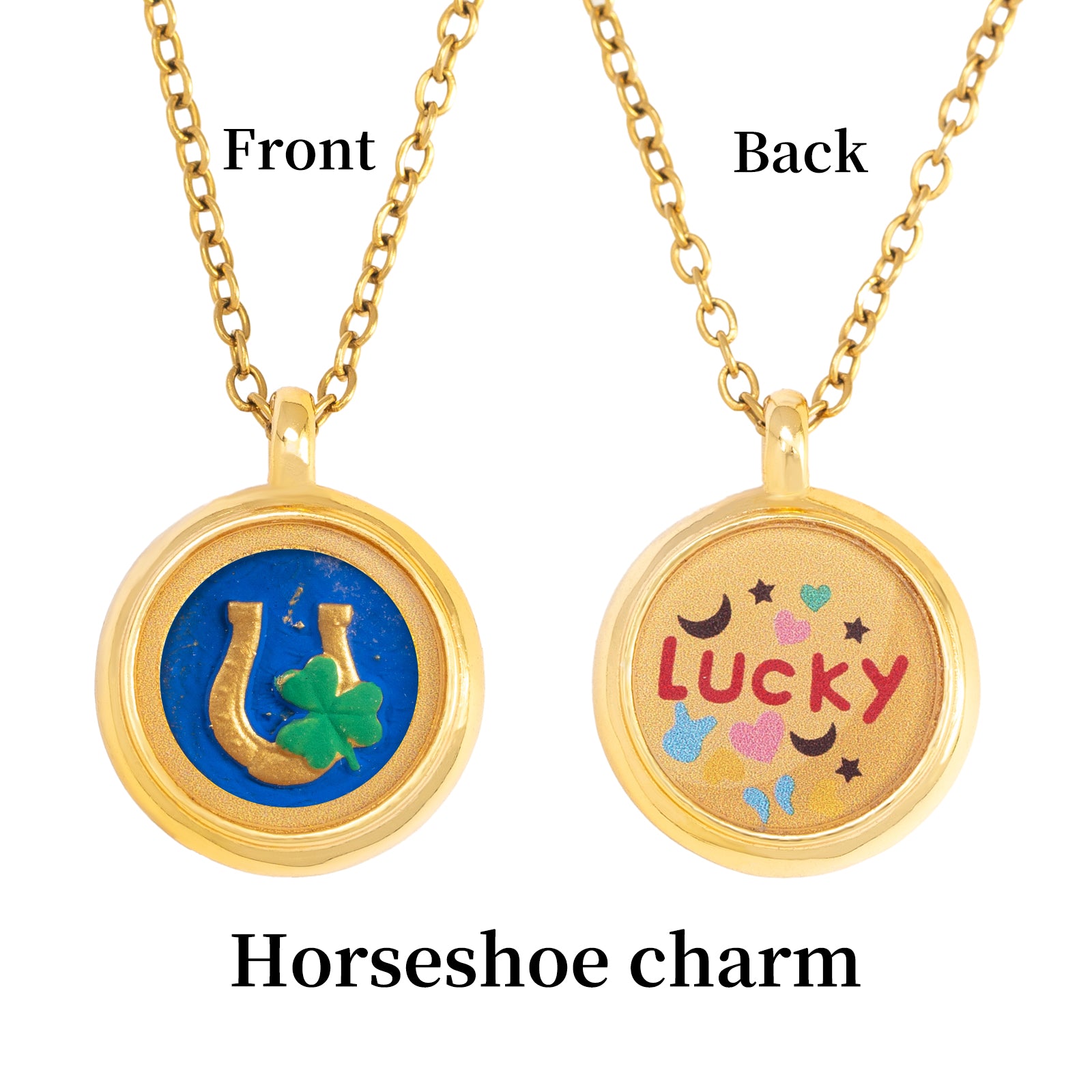 GIVELUCK Charms 18K Gold Plated , Handpainting Cameo Necklace, Eye of Horus charm Necklace, Happy Birthday Charm Fit for Valentine's Day Mother's Day Jewelry Gift for Men and Women