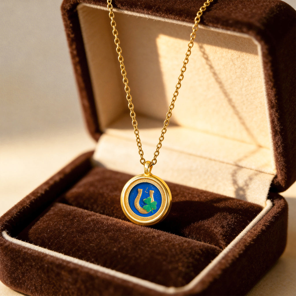 GIVELUCK Charms 18K Gold Plated , Handpainting Cameo Necklace, Horseshoe Necklace, Happy Birthday Charm Fit for Valentine's Day Mother's Day Jewelry Gift for Men and Women